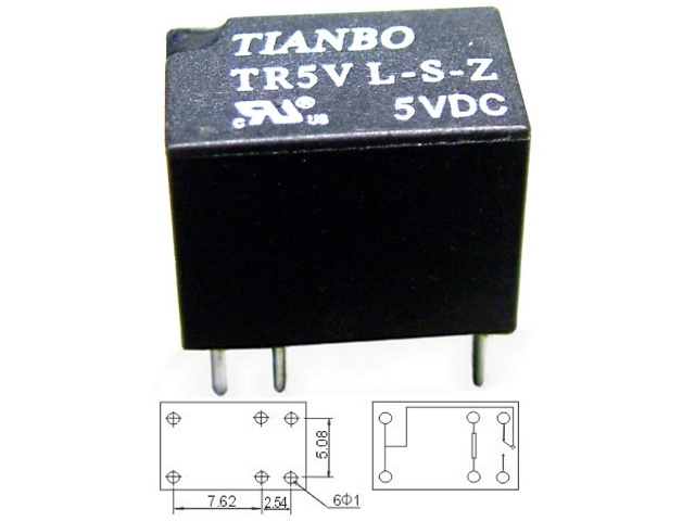 NTR TRA5V-5 Relé - behúzás 5V DC - kapcsolás 0-24VDC vagy 0-120VAC max. 2A 