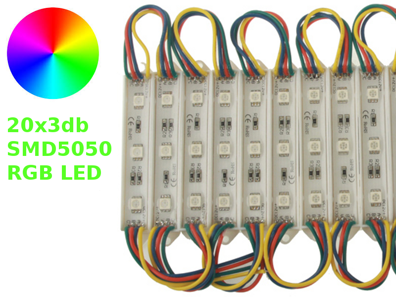 NTR LEDM02RGB 3xSMD5050 RGB LED modul 12V DC 0,7W 