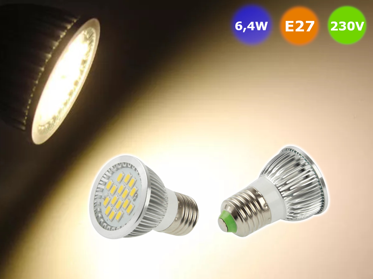 NTR LAMP28WW 6,4W SMD5630 LED lámpa E27 3000K meleg-fehér 550lm 230V 