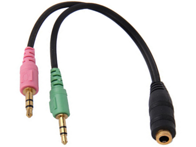 NTR CAB69 2x3,5mm jack dugó -> 3,5mm 4pin jack aljzat headset kábel 20cm 