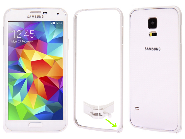 NTR MPSF01SI Alumínium védő keret (BUMPER) Samsung Galaxy S5 G900 mobiltelefonhoz - ezüst 