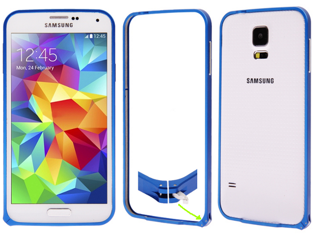 NTR MPSF01BL Alumínium védő keret (BUMPER) Samsung Galaxy S5 G900 mobiltelefonhoz - kék 