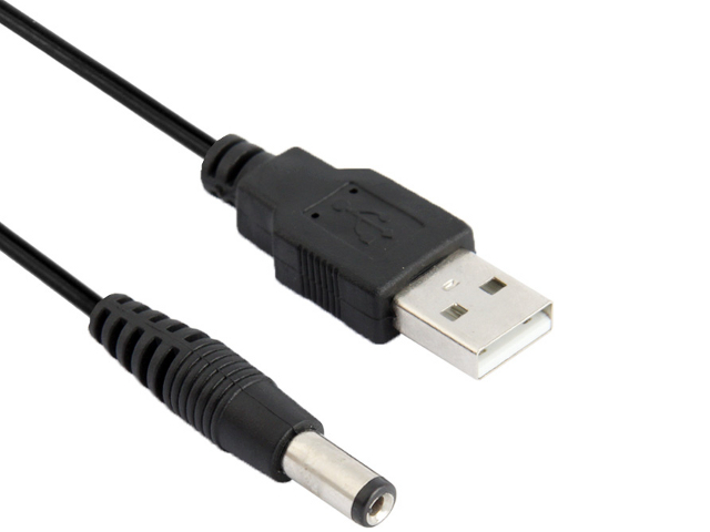 NTR CAB80 USB dugó - 5,5x2,1mm DC dugó összekötő tápkábel 3A max. 60cm 
