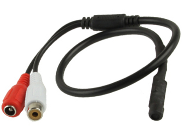 NTR MIC03 Mikrofon CCTV kamerához (RCA audio aljzat és DC 5,5x2,1mm táp aljzat) 