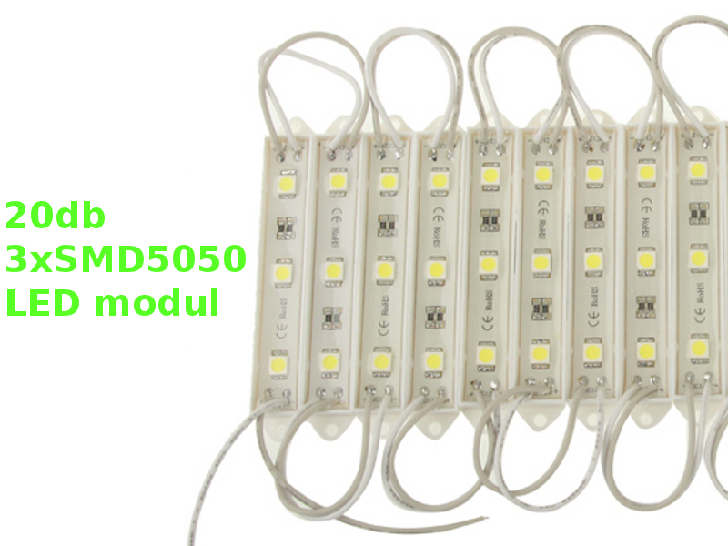 NTR LEDM02WW 3xSMD5050 LED modul 3000K meleg-fehér 0,7W 12V DC 