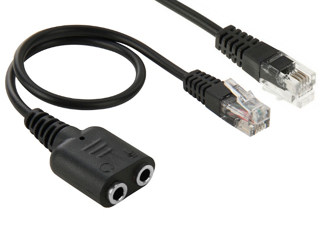 NTR CAB94 RJ9 dugó -> 2x3,5mm jack aljzat headset adapter kábel 20cm (IP telefonhoz) 