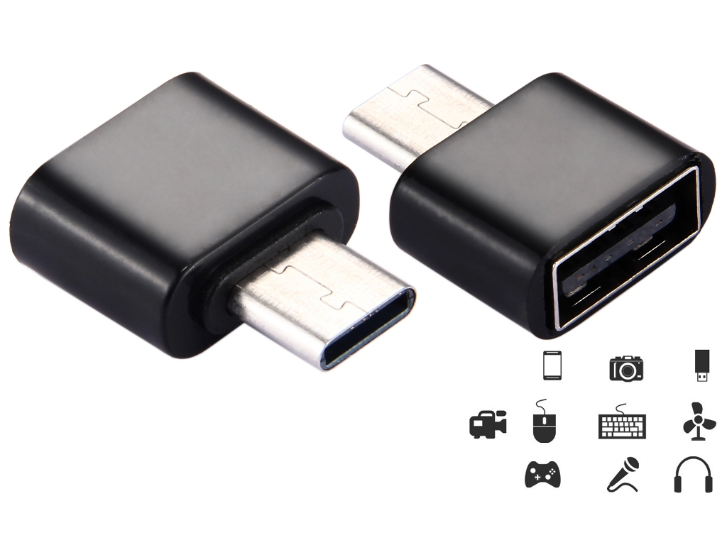 NTR ADAP70B USB Type-C dugó - USB A aljzat OTG adapter - fekete 