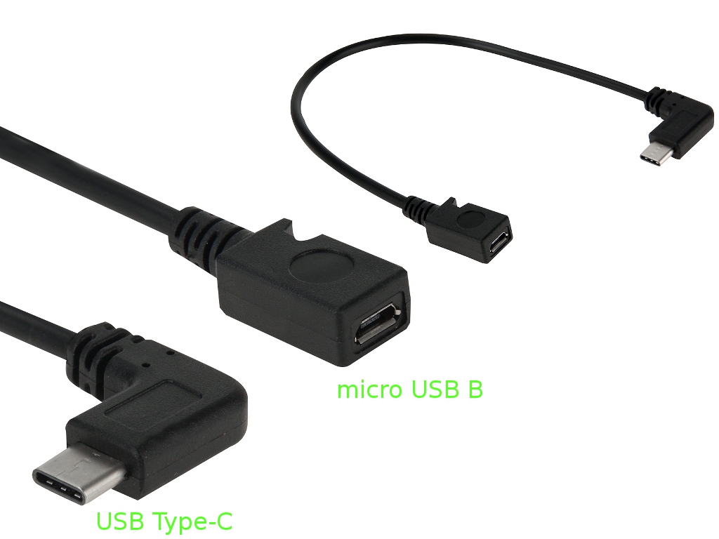 NTR CAB126 USB C dugó - microUSB aljzat 90 fokos adatkábel 30cm - fekete 