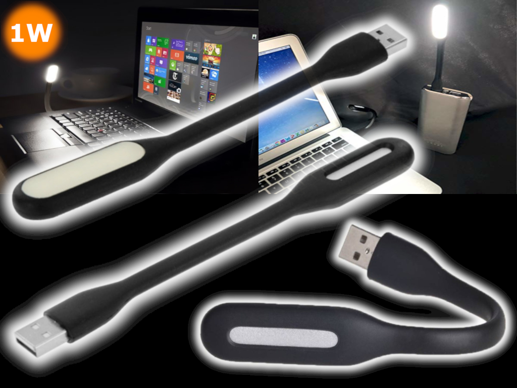 NTR LAMP86BK Flexibilis USB 1W LED lámpa notebookhoz, powerbankhoz - fekete 